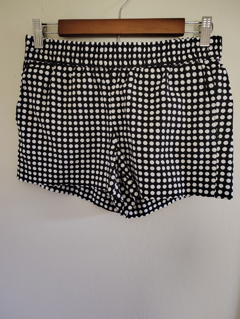 J. Crew Black Dot Linen Shorts 2 Casual Cotton Stretch Pull On Relaxed Polka Dot